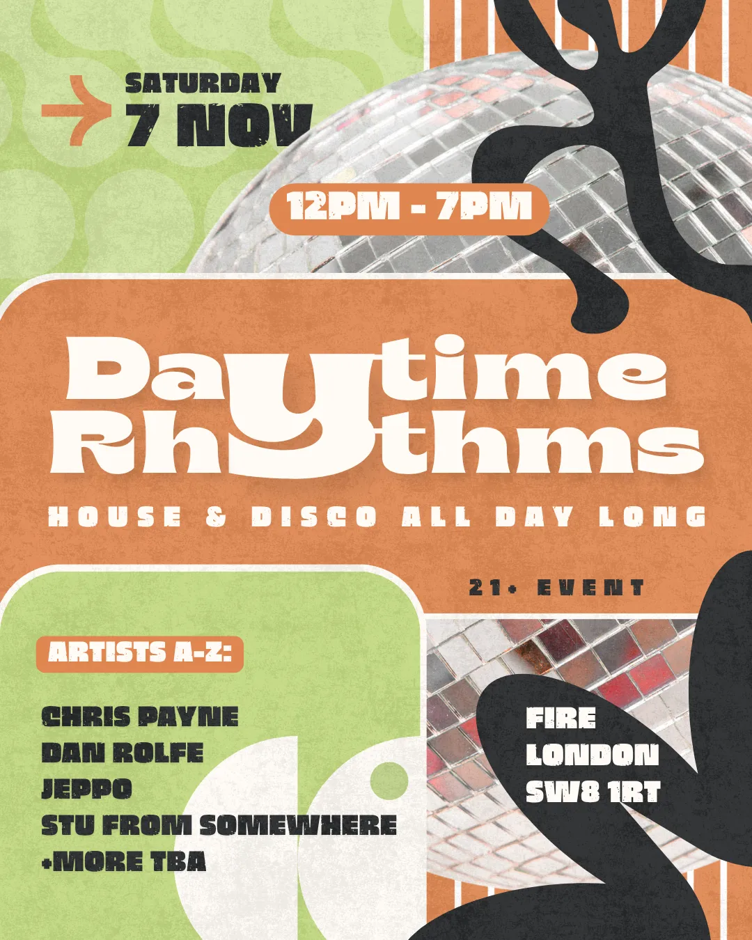 Daytime Rhythms - House & Disco Day Party at Fire Nightclub flyer