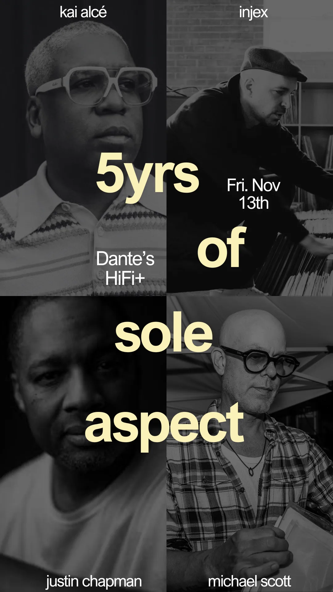 SOLE ASPECT × Dante's HiFi — FIVE YEARS DEEP at Dante's HiFi flyer