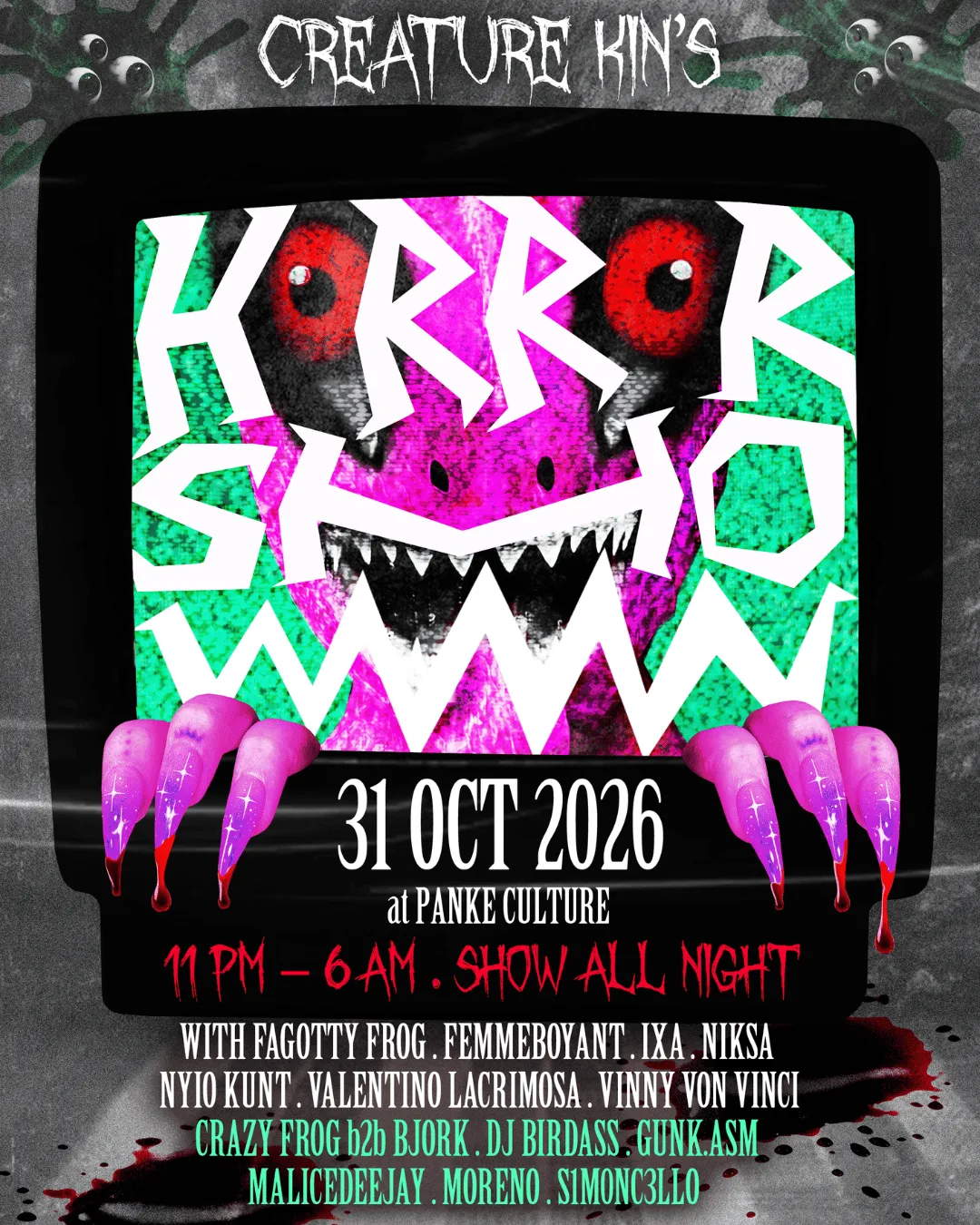 Creature Kin's Horror Show at Panke flyer