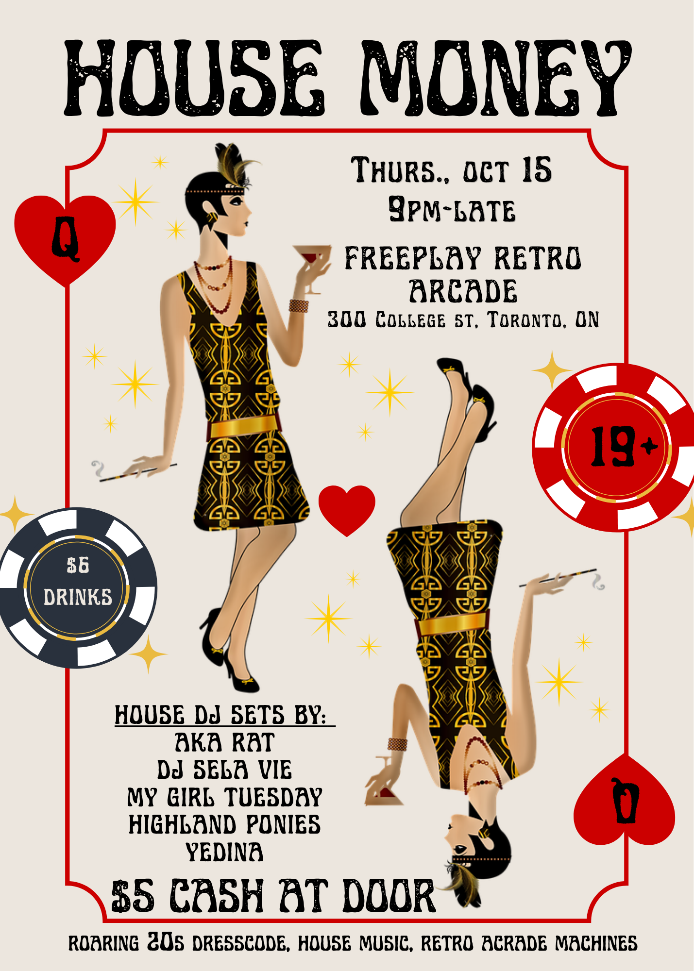 House Money at FreePlay Toronto Retro Arcade Bar flyer