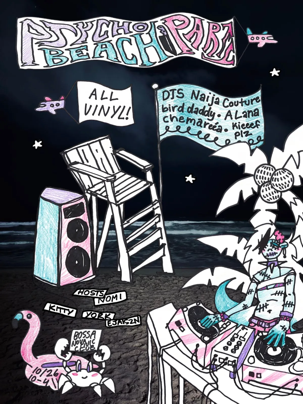 PSYCHO BEACH PARTY at Bossa Nova Civic Club flyer