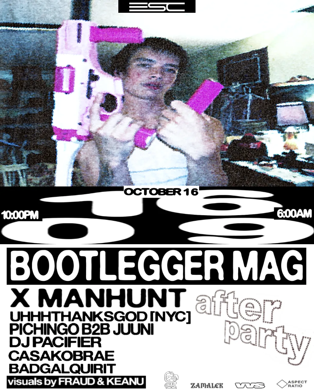 Bootlegger x MANHUNT After Party + Zine Launch at ESC flyer