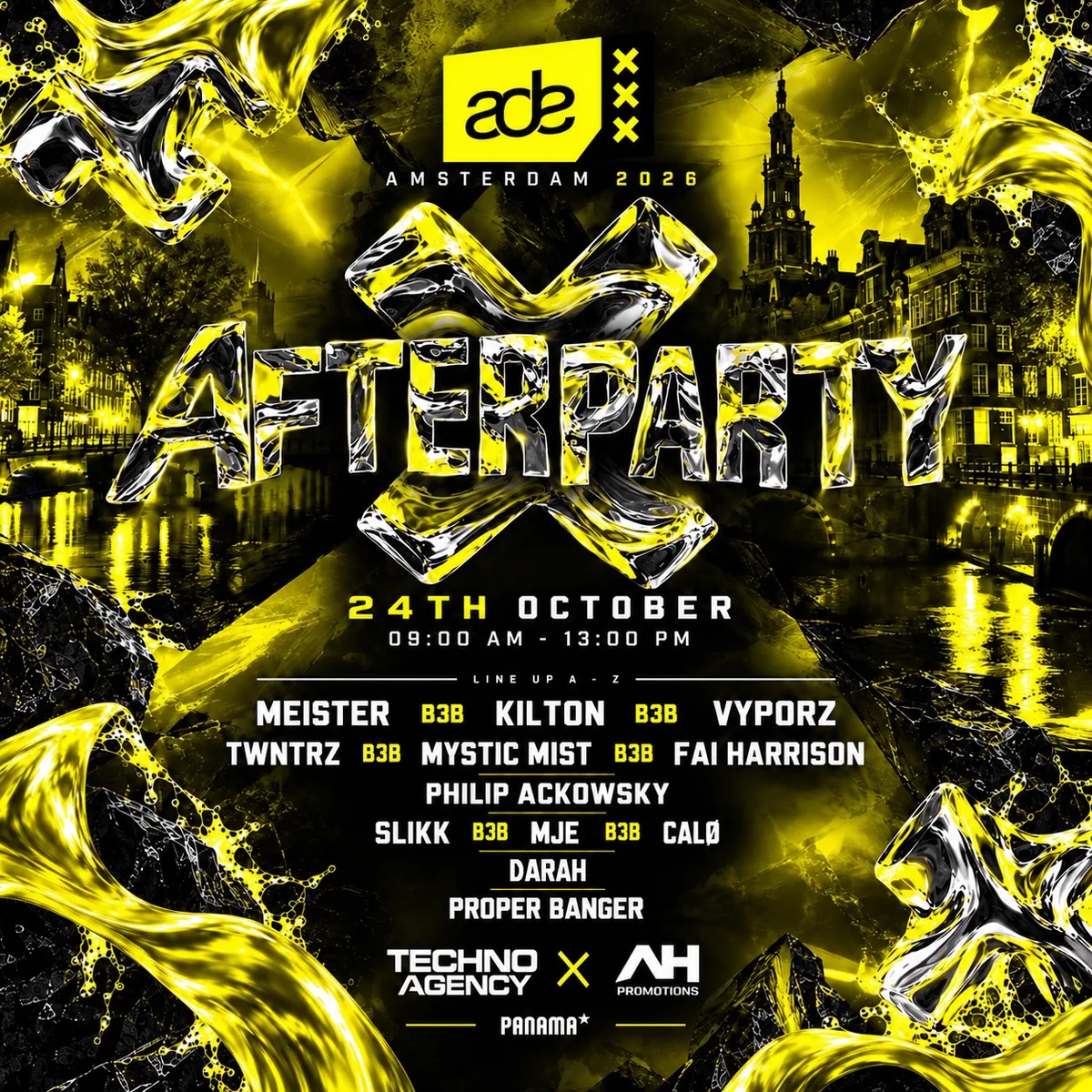 Techno Agency × AH PROMOTIONS × Panama Club —ADE AFTERPARTY at Panama flyer