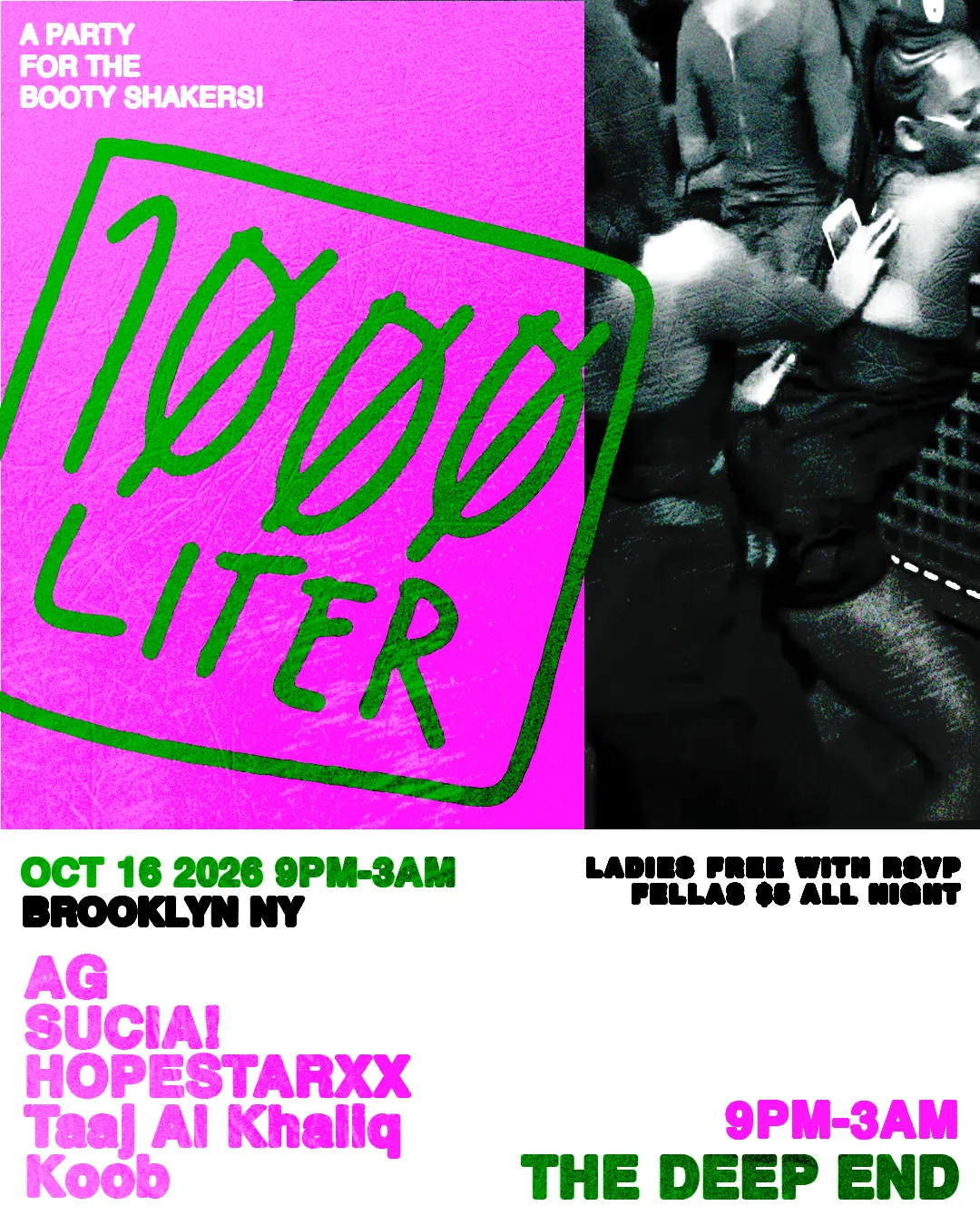 A 1000LTR JOINT - Ladies Free at The Deep End flyer