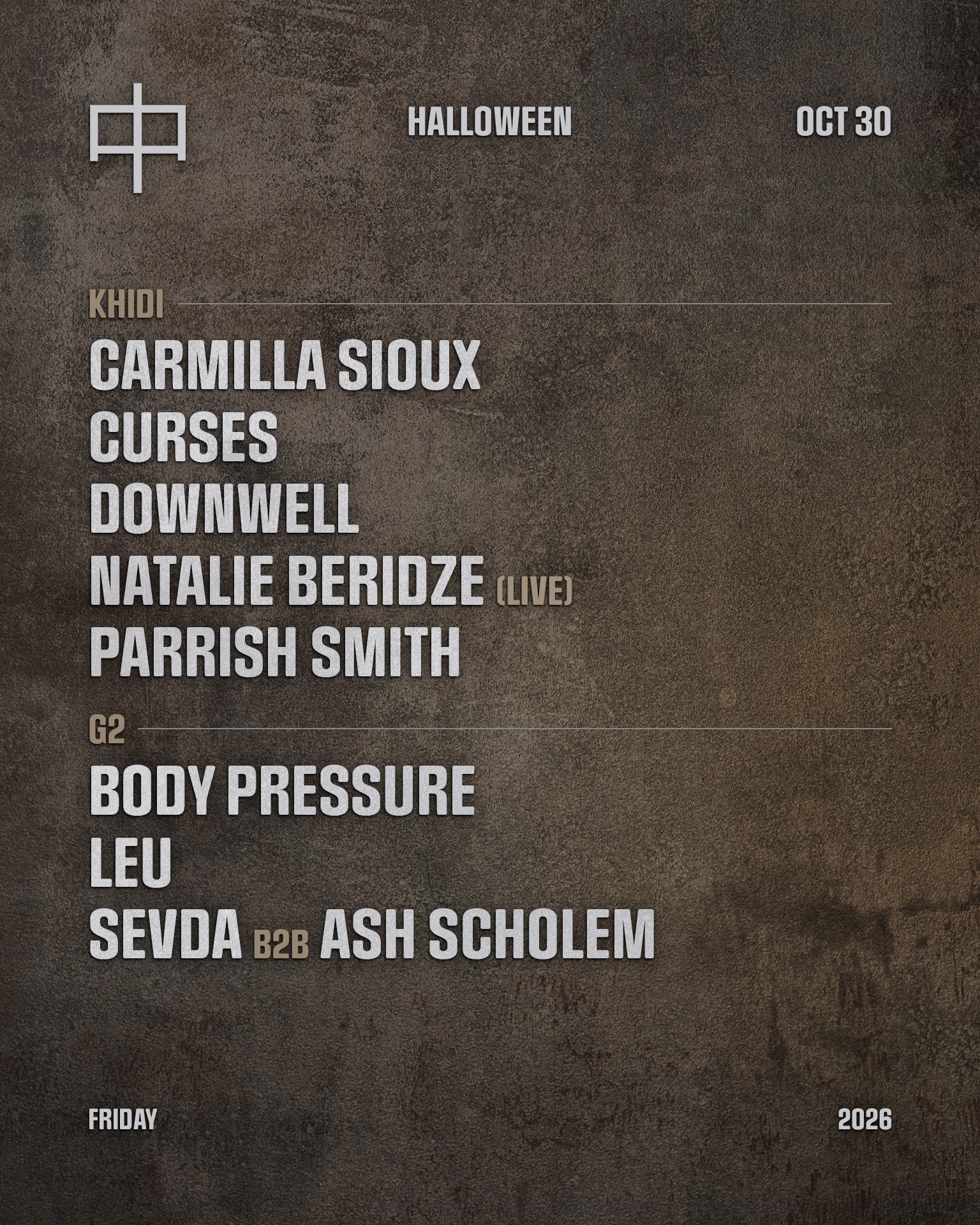 KHIDI 中 Halloween: Carmilla Sioux, Curses, Downwell, Natalie Beridze, Parrish Smith at KHIDI flyer