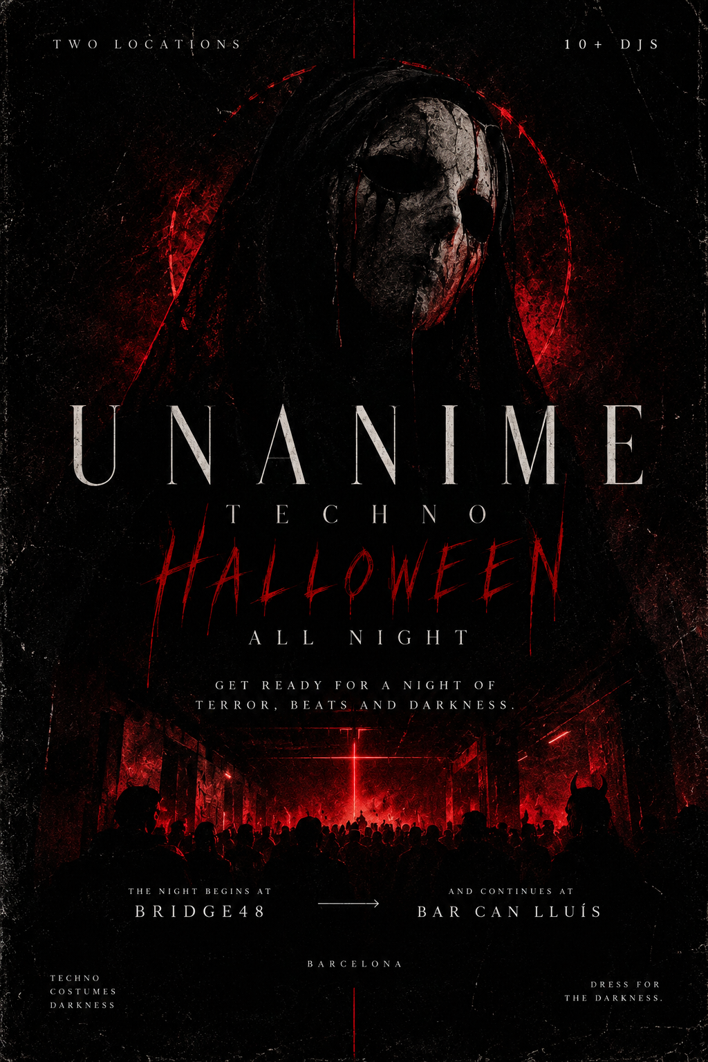 UNÁNIME TECHNO HALLOWEEN NIGHT at Bridge 48 flyer