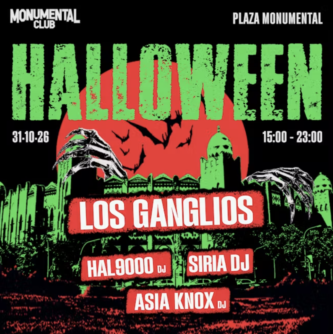 Monumental Club Halloween - Los Ganglios at Plaza Monumental de Barcelona flyer