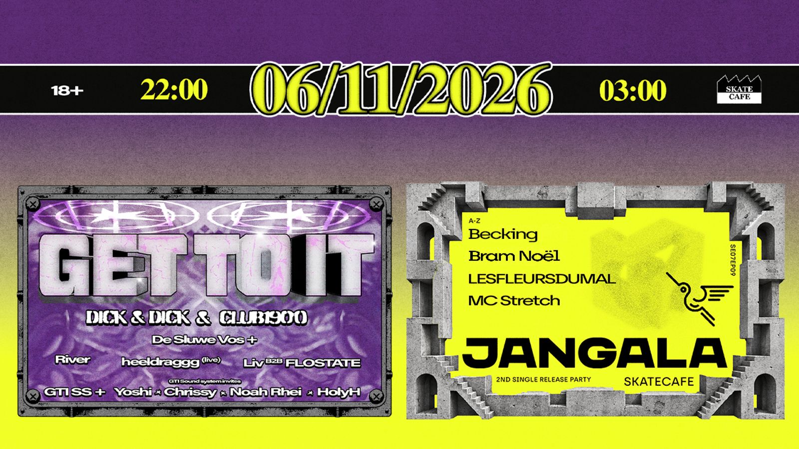 GET TO IT X JANGALA at Skatecafe flyer