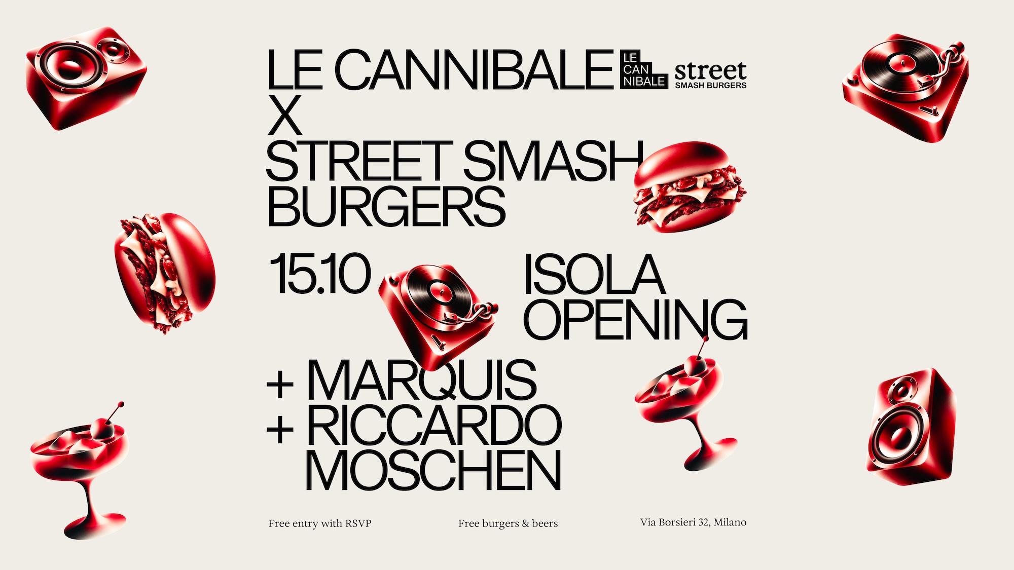 Le Cannibale x Street Smash Burger - Marquis, Riccardo Moschen at TBA - Street Smash Burgers flyer