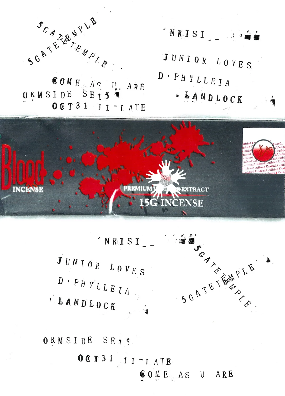 5 GATE TEMPLE ~ HALLOWEEN ~ Nkisi / JUNIOR LOVES / D. PHYLLEIA / LANDLOCK (LIVE) at Ormside Projects flyer