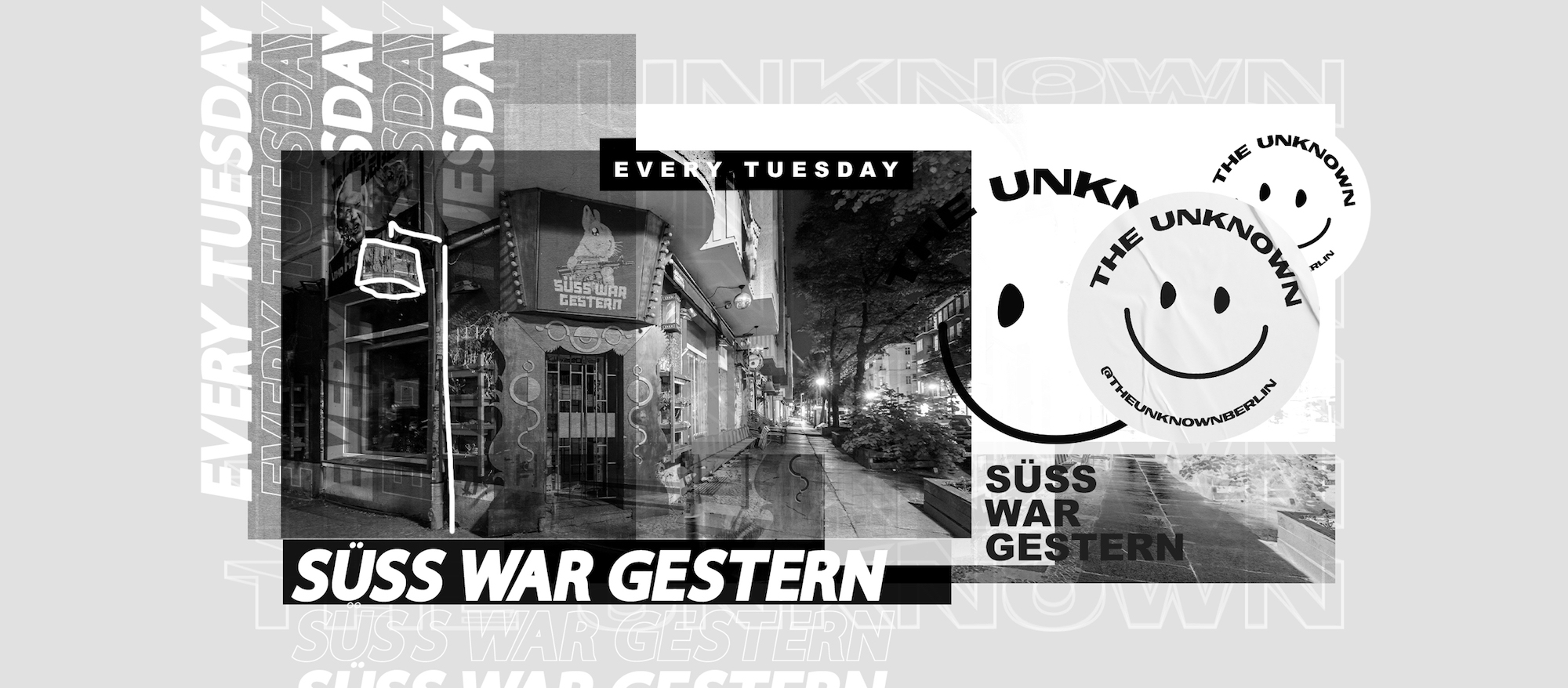 THE UNKNOWN (𝘍𝘙𝘌𝘌 𝘌𝘕𝘛𝘙𝘠 𝘜𝘕𝘛𝘐𝘓 22:00 ⟶ 𝘋𝘖𝘕𝘈𝘛𝘐𝘖𝘕-𝘉𝘈𝘚𝘌𝘋 𝘈𝘍𝘛𝘌𝘙) at Süss War Gestern flyer
