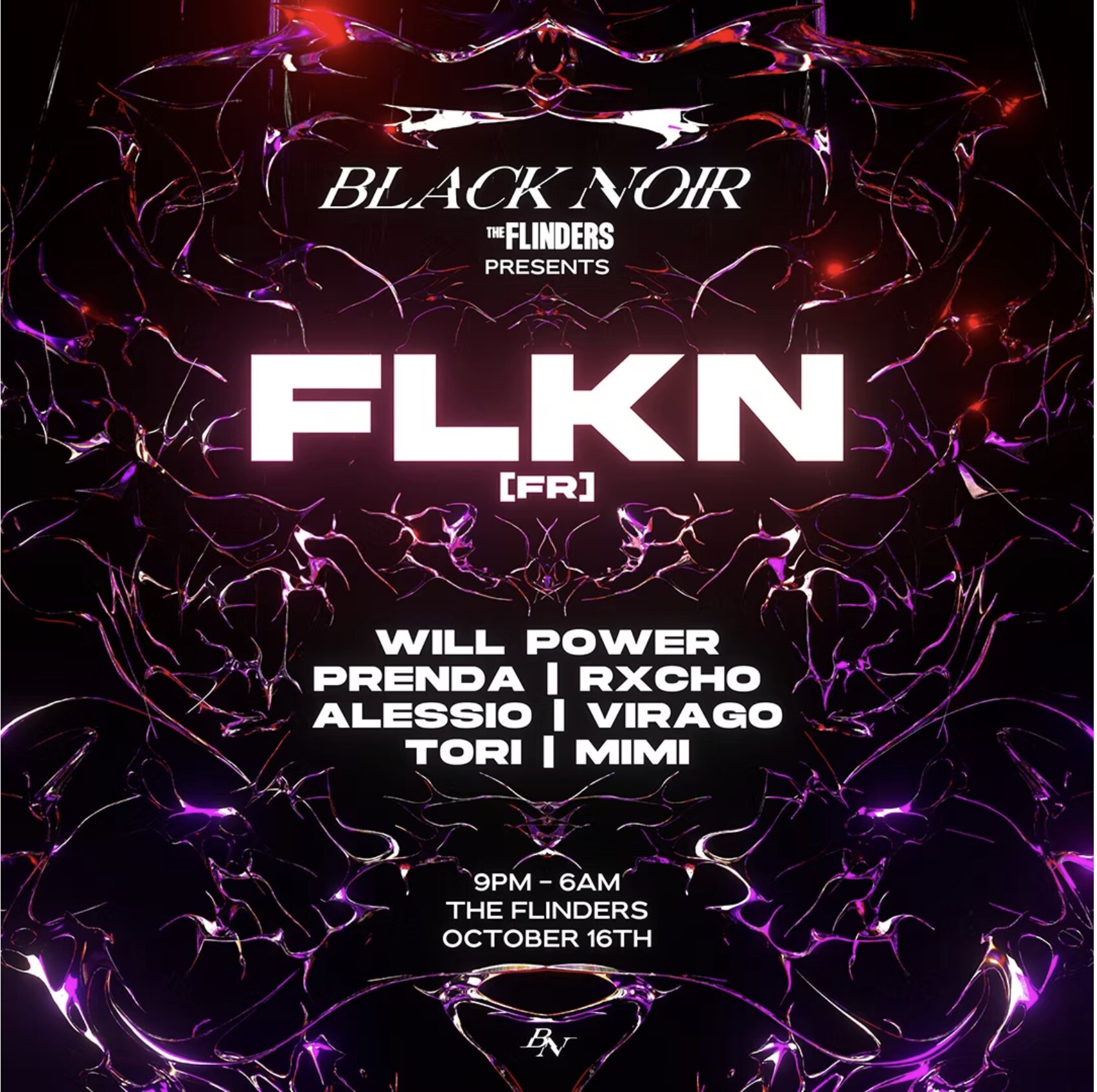 BLACK NOIR presents: FLKN [FR] at The Flinders flyer