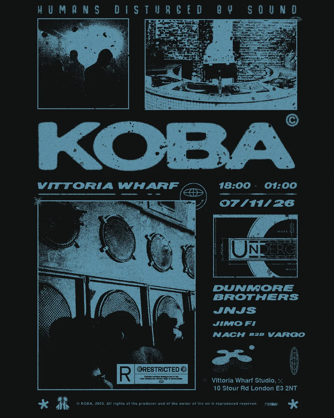 KOBA presents: Dunmore Brothers, JNJS & JIMO Fi at Vittoria Wharf Studio flyer