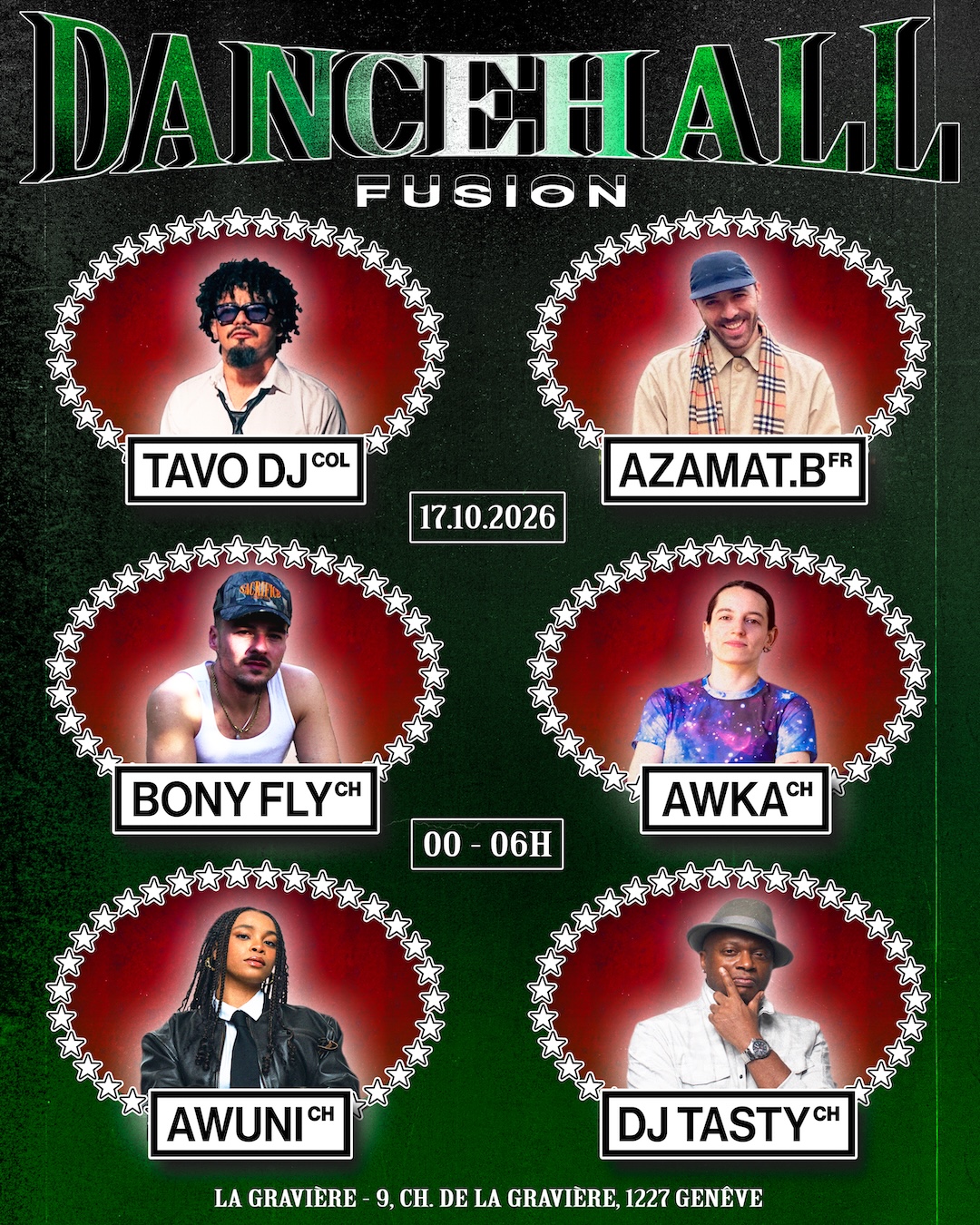 [DANCEHALL FUSION] Tavo DJ · Azamat.B · Bony Fly · Awka · DJ Tasty · Awuni at La Gravière flyer