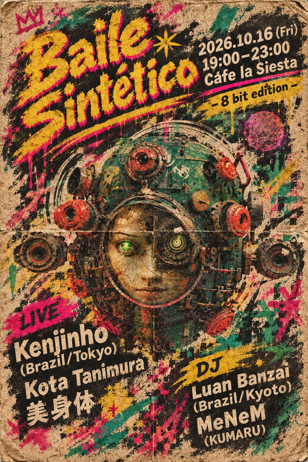 Baile Sintético at cafe la siesta 8bit edition!!! flyer