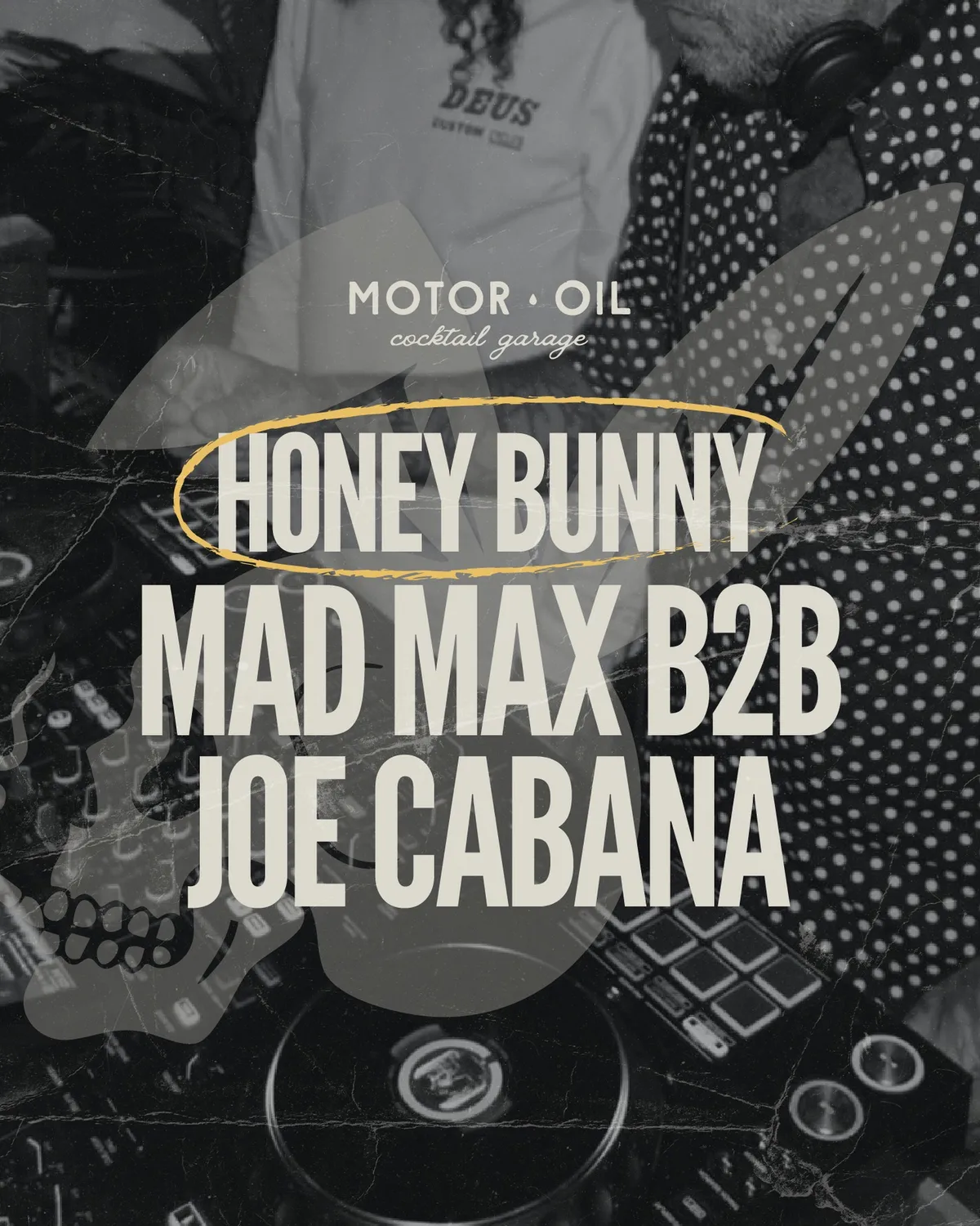 HONEY BUNNY at Motor Oil Cocktail Garage flyer