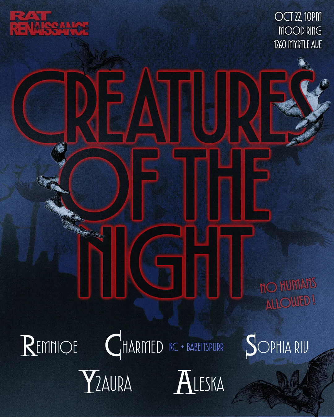 Creatures of the night at Mood Ring flyer