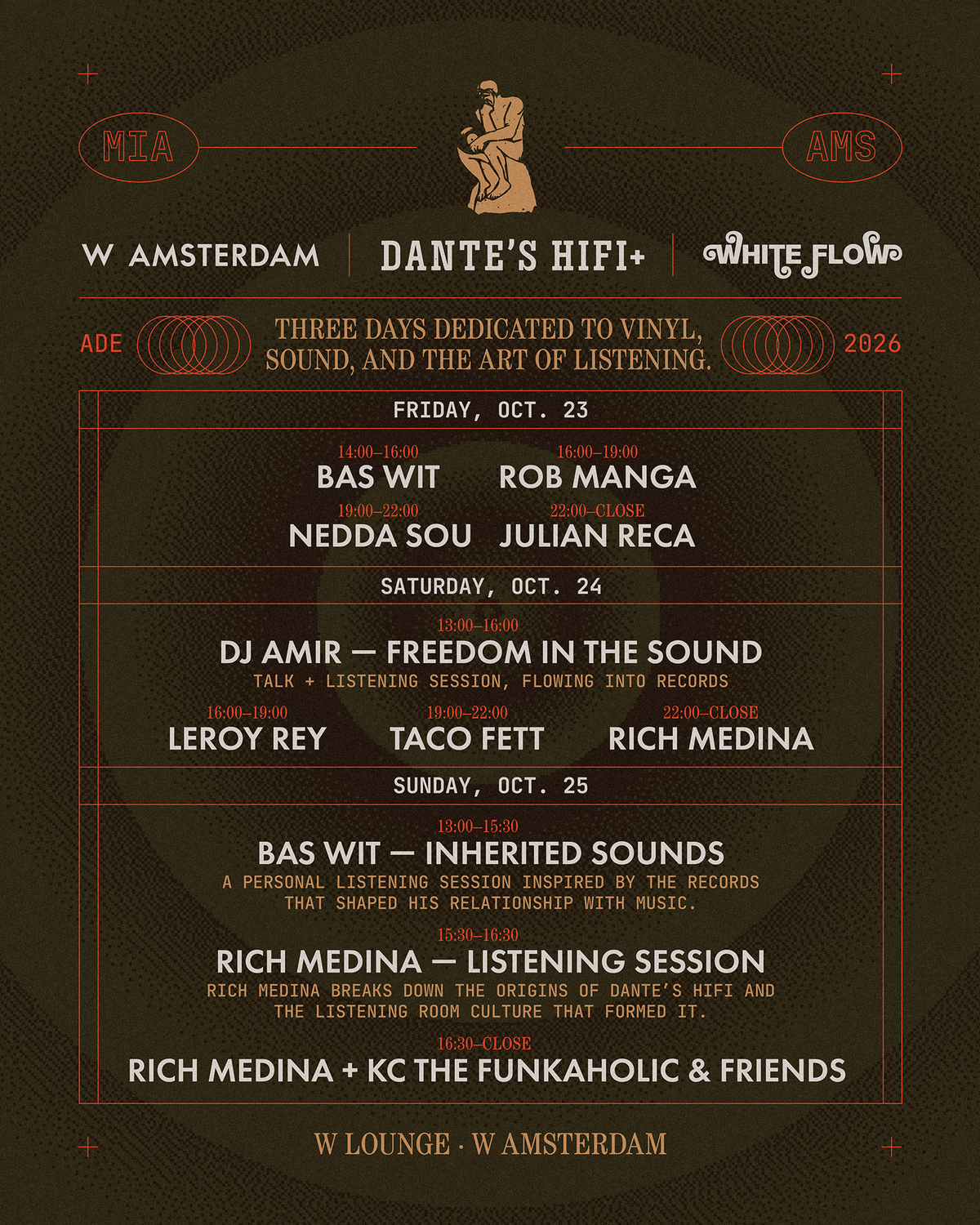 Dante's HiFi+ × W Amsterdam × White Flow at W Lounge flyer