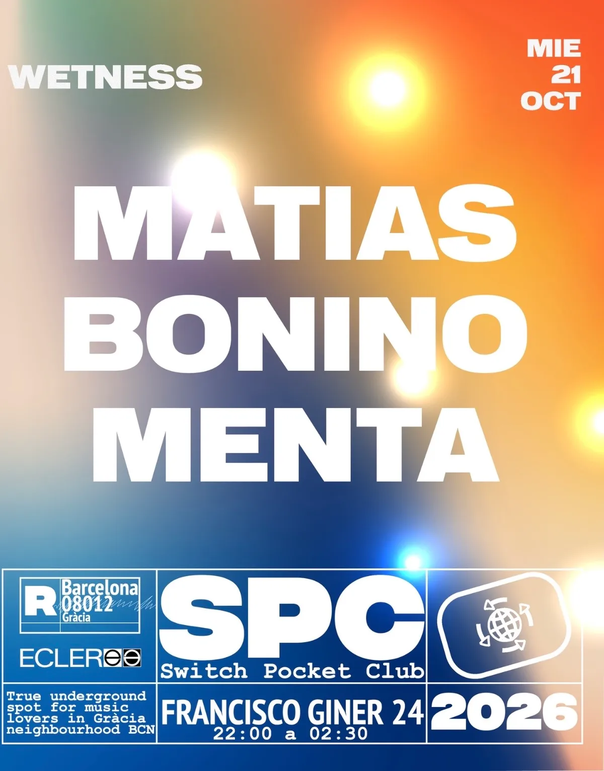 Wetness: Matías Bonino, MENTA at Switch Bar flyer