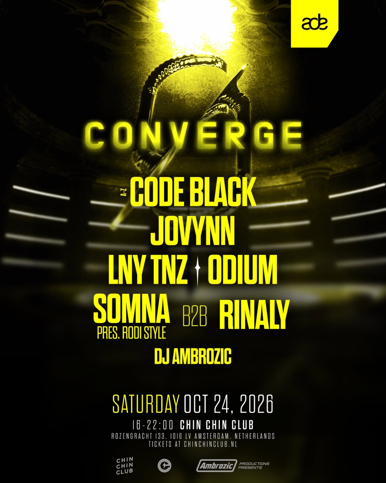 Electric Escape & Ambrozic Productions present: Converge at Chin Chin Club flyer