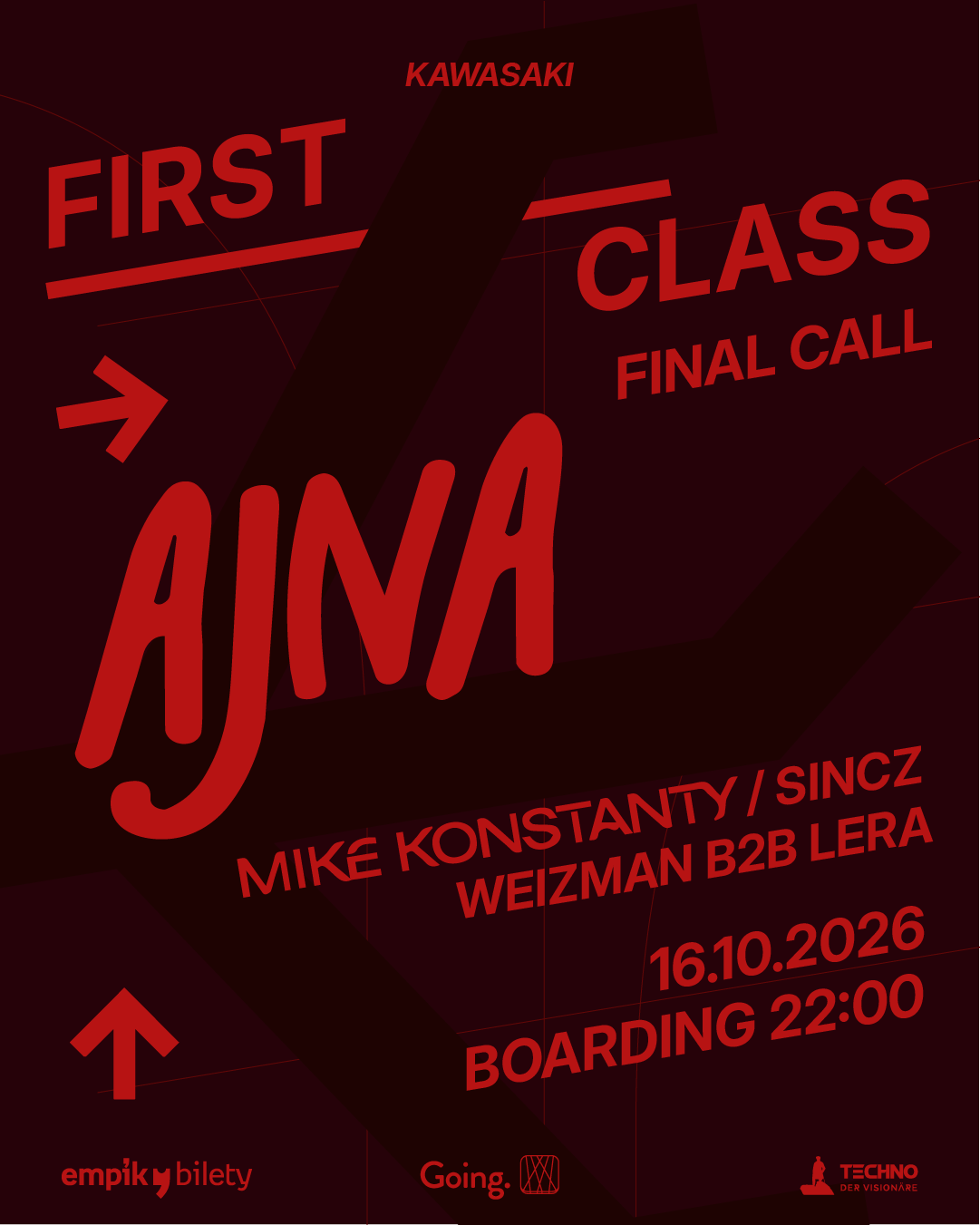 First Class: FINAL CALL @AJNA at Kawasaki - cocktail bar & club flyer