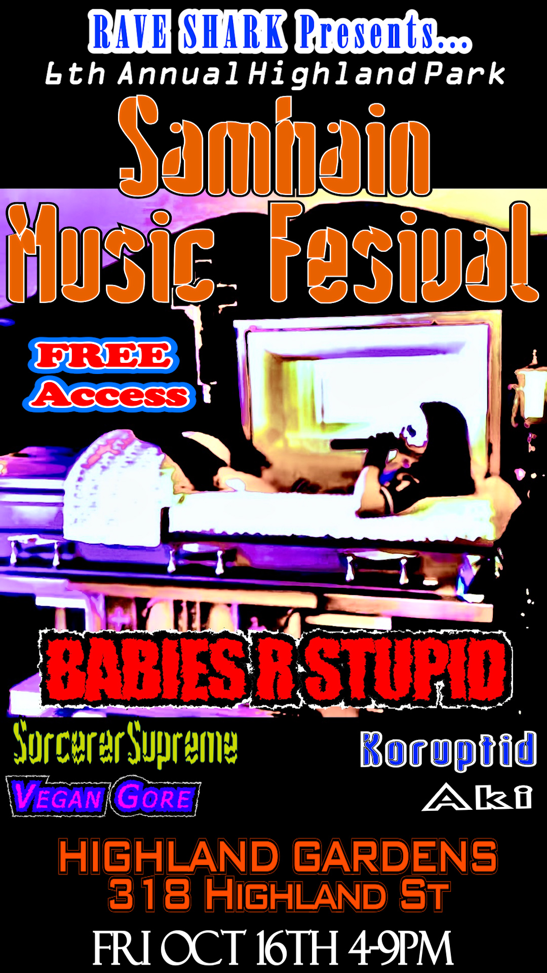 6th Annual Highland Park Samhain Ritual Music Festival at Highland Gardens flyer