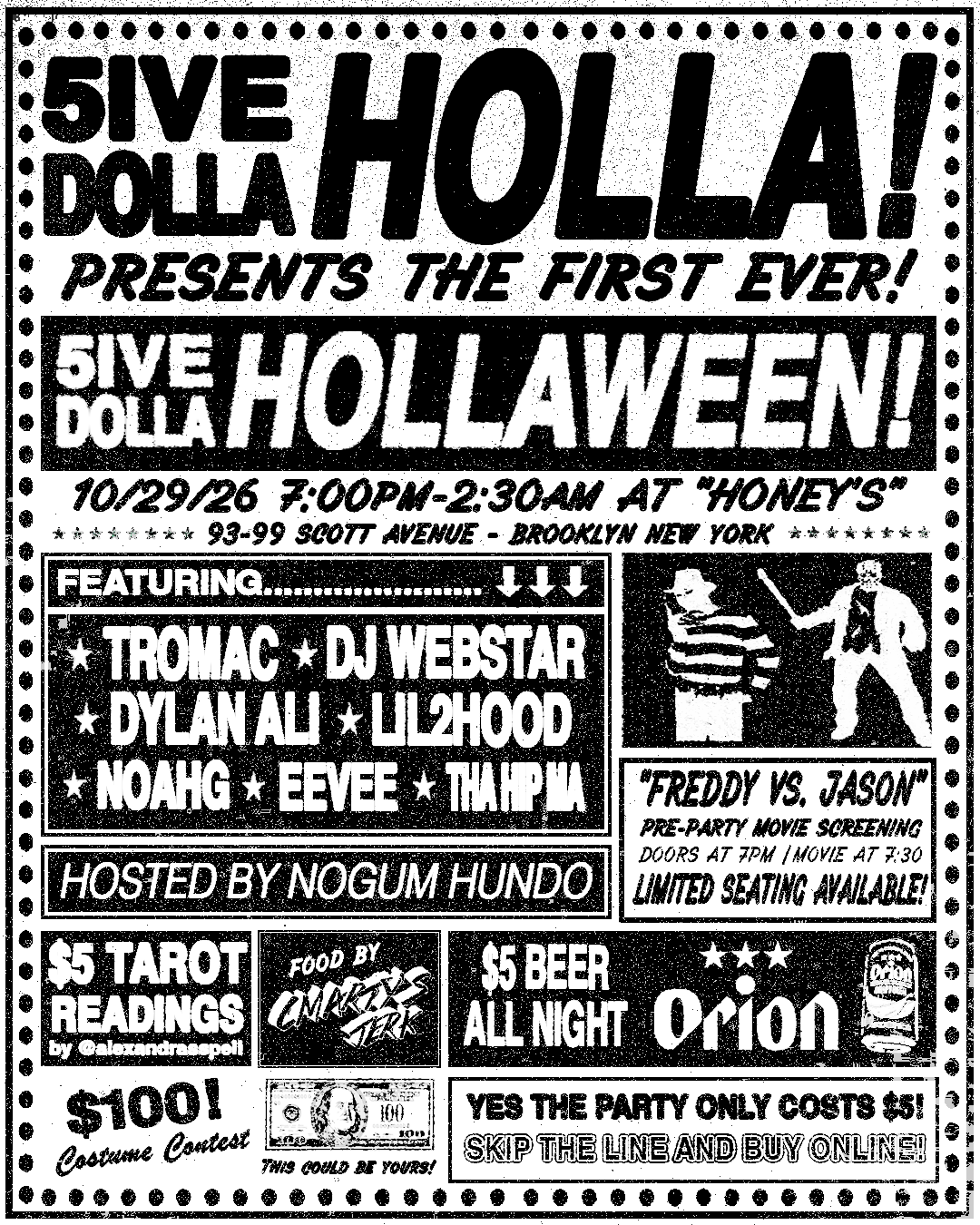 5IVEDOLLAHOLLAWEEN at Honey's flyer