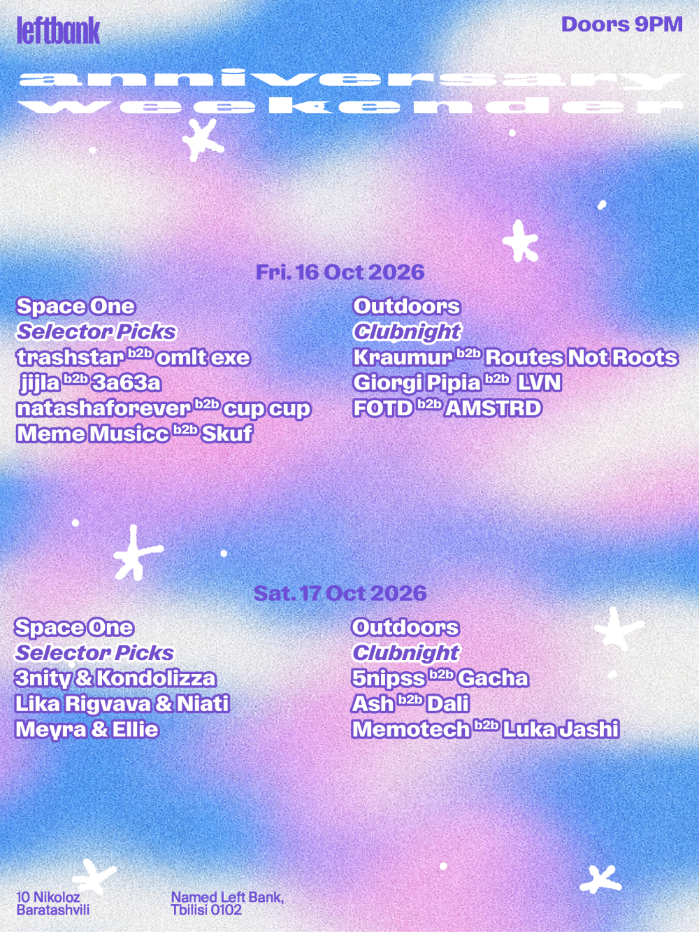 Free Saturdays: Fifth Anniversary Weekender at Left Bank flyer