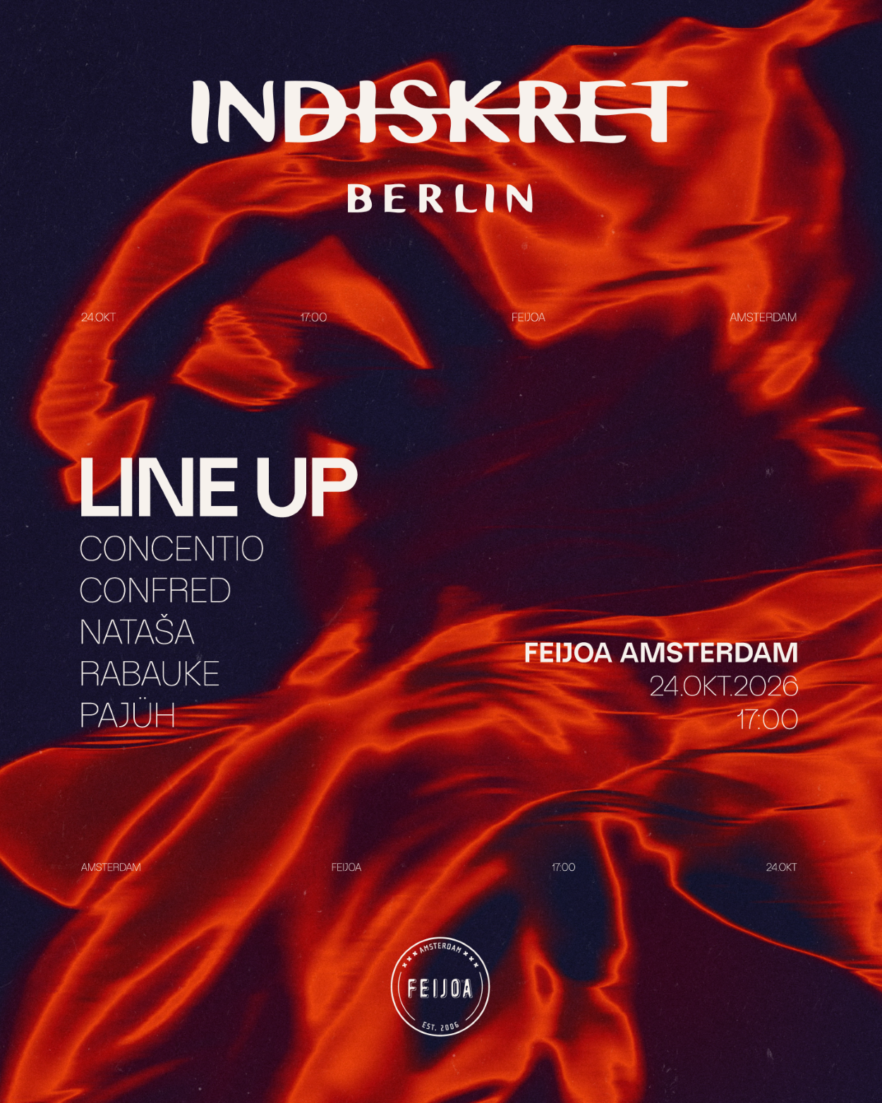 Indiskret Berlin ADE Showacase at Bar Feijoa flyer