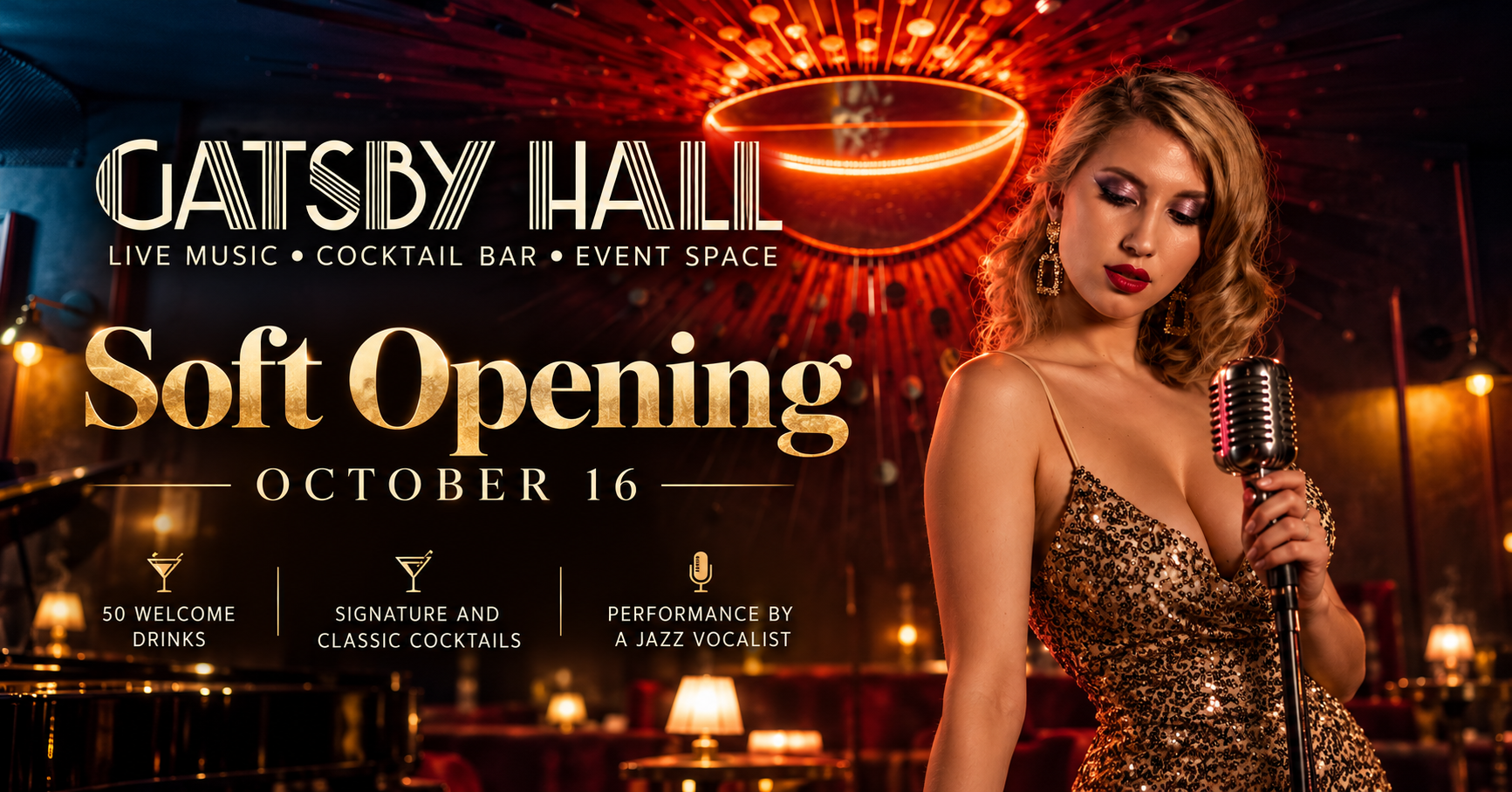 Gatsby Hall — Soft Opening at Gatsby Hall flyer