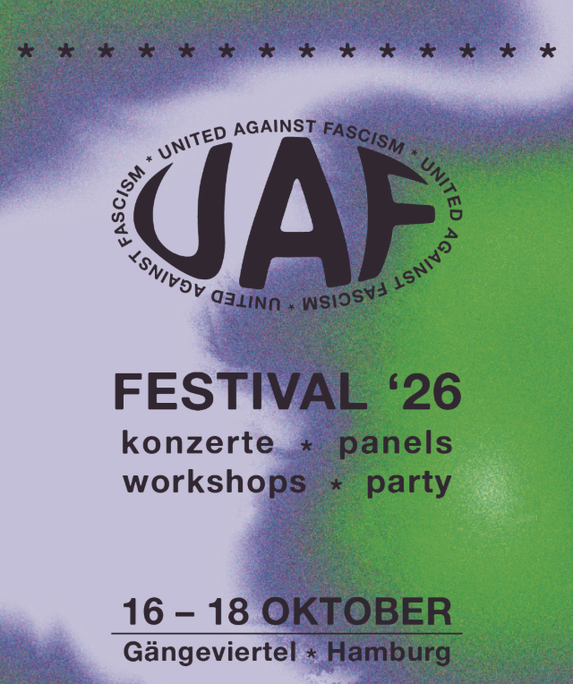United Against Fascism 2026 at Fabrique im Gängeviertel flyer