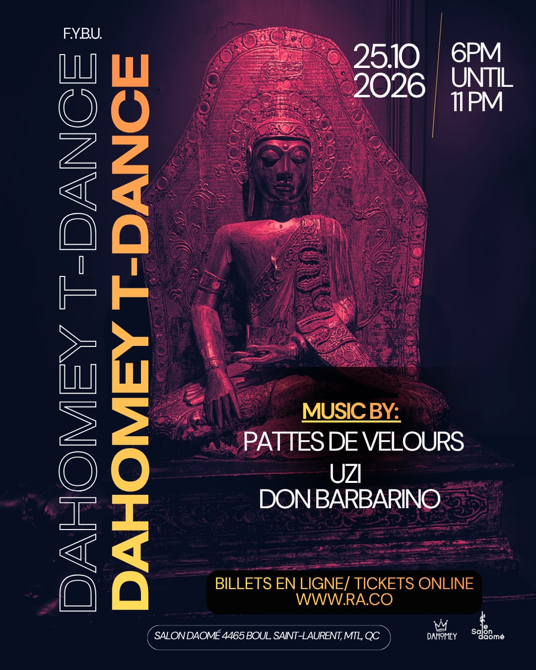 Dahomey T-Dance - Don Barbarino, Uzi, Pattes de Velour at Le Salon Daomé flyer