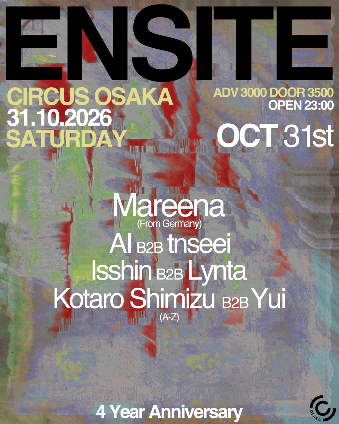 ENSITE 4 Year Anniversary with Mareena (Tresor, Unrush, Fides) at Circus flyer