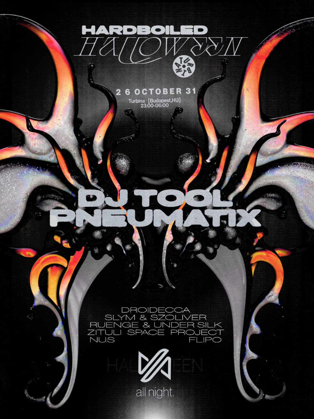 HARDBOILED HALLOWEEN ✦ with DJ TOOL, Pneumatix at Turbina flyer