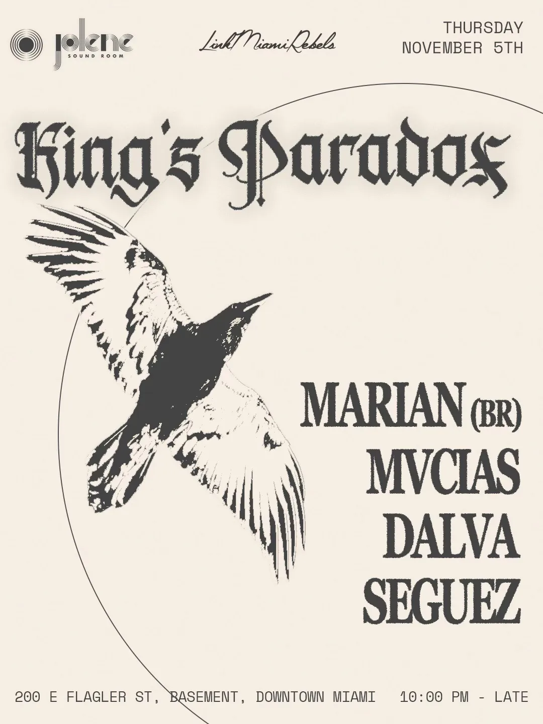 King's Paradox: Marian at Jolene Downtown Miami flyer
