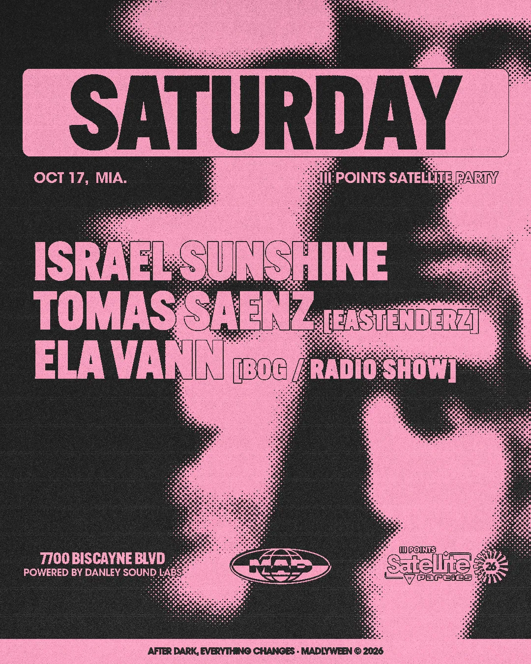 III POINTS SATELLITE PARTY: Israel Sunshine / TOMAS SAENZ / Ela Vann at Mad Radio Miami flyer