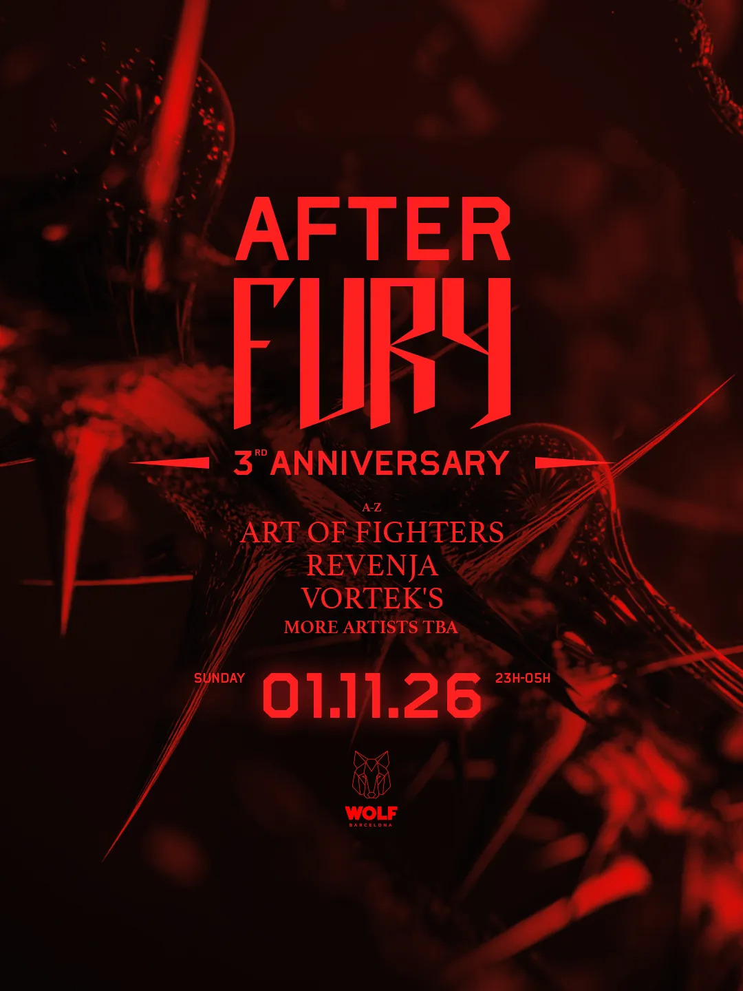 Fury AFTER - 3rd Anniversary at Wolf Barcelona flyer