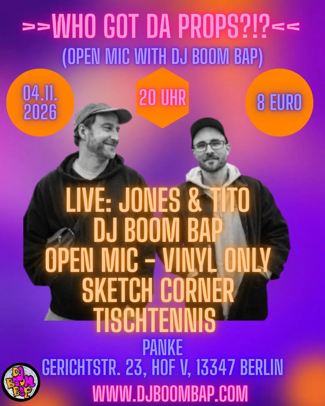 Who got da Props? (Open Mic with DJ BOOM BAP) at Panke flyer