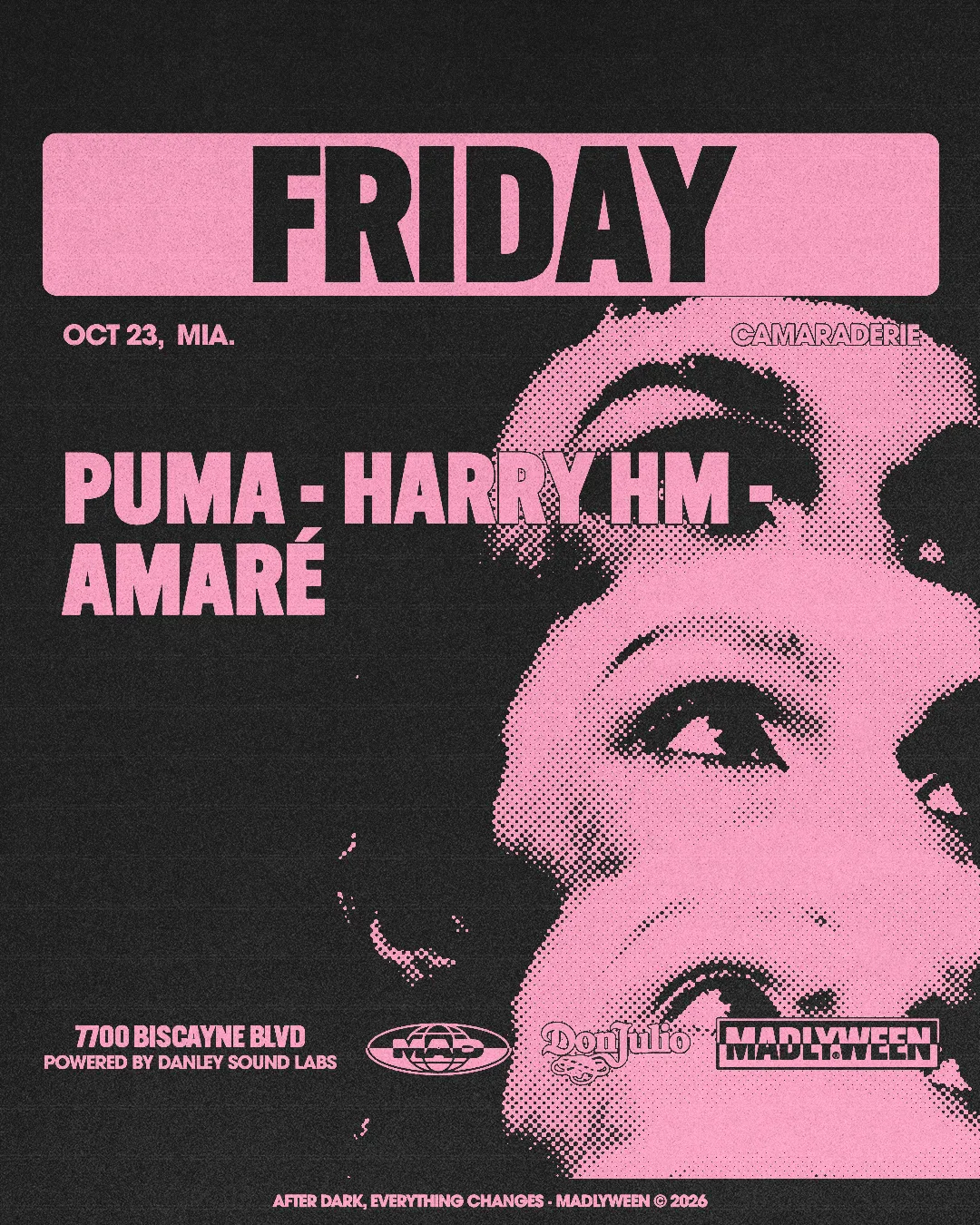CAMARADERIE: PUMA / HARRY HM / AMARÉ at Mad Radio Miami flyer