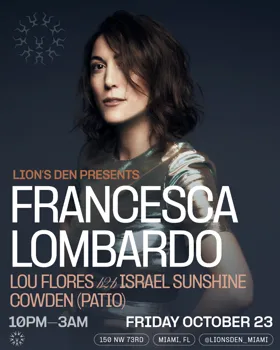Francesca Lombardo, Lou Flores B2B Israel Sunshine at Lion's Den flyer
