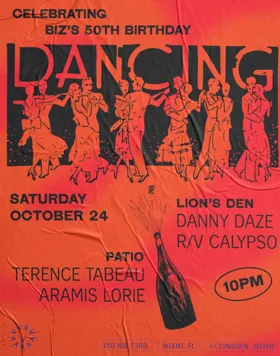 Biz Martinez 50th Birthday at Lion's Den flyer
