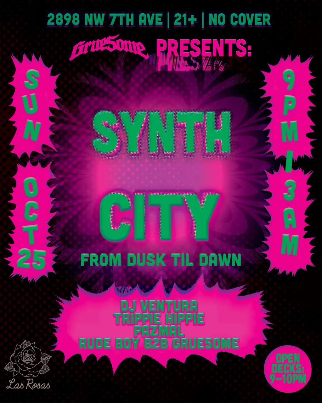 Synth City at Las Rosas flyer
