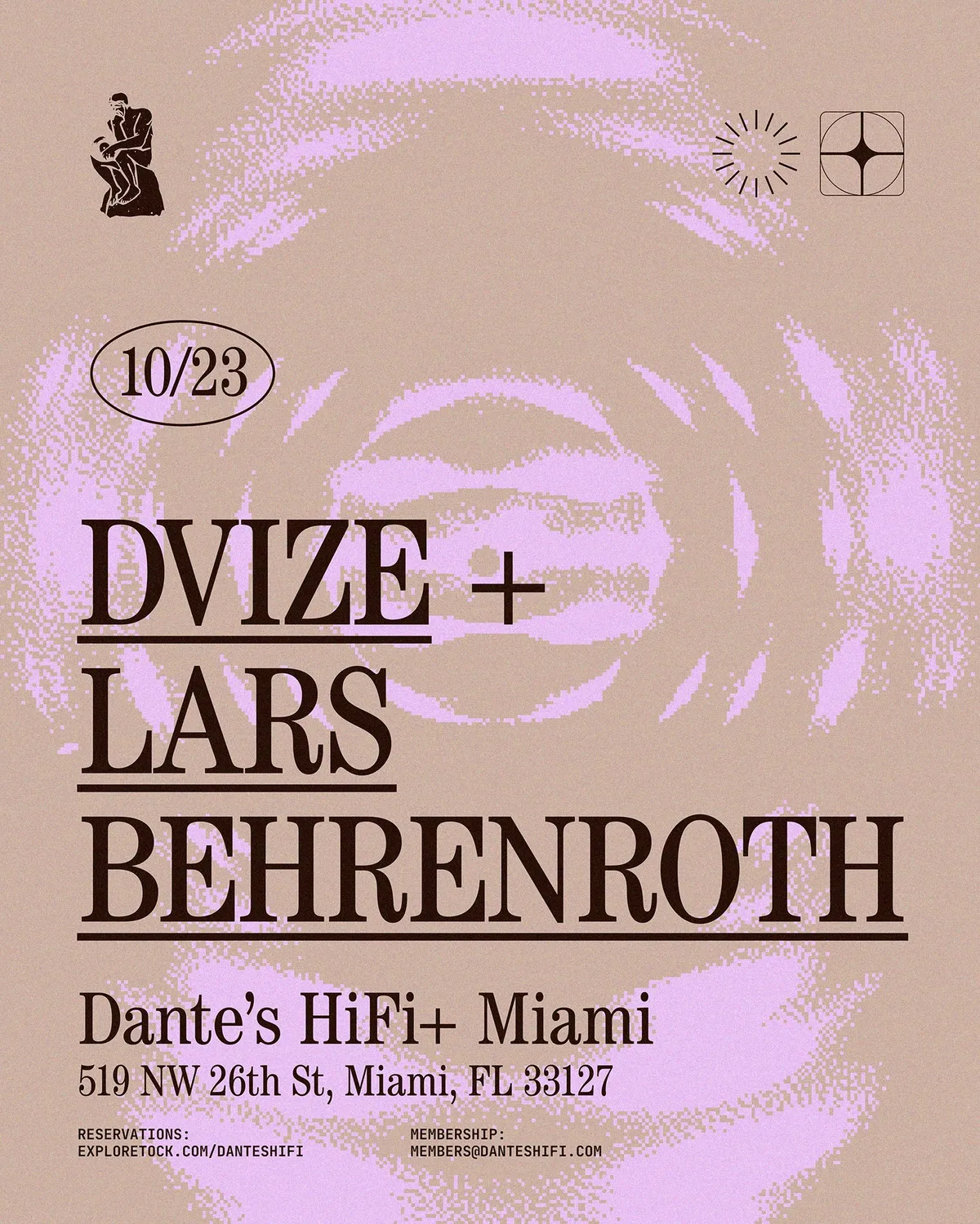 Lars Behrenroth + Dvize at Dante's HiFi flyer