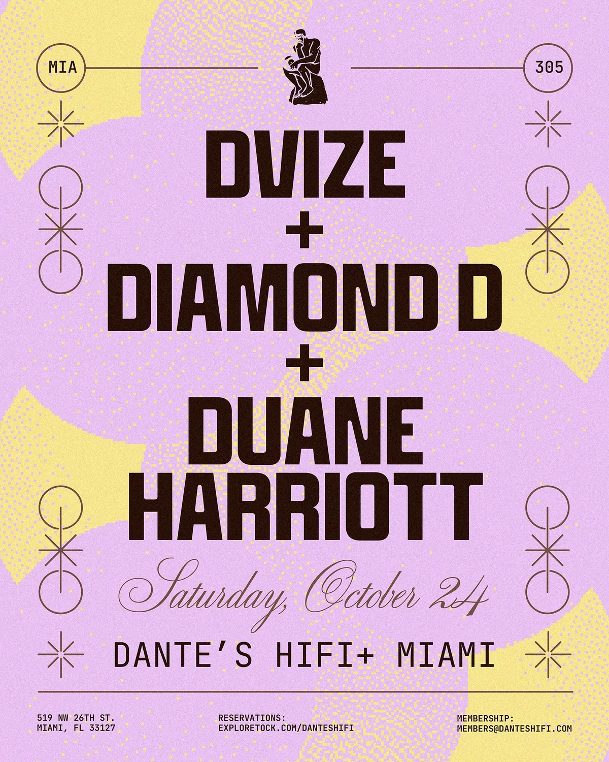 Duane Harriott + Diamond D + Dvize at Dante's HiFi flyer