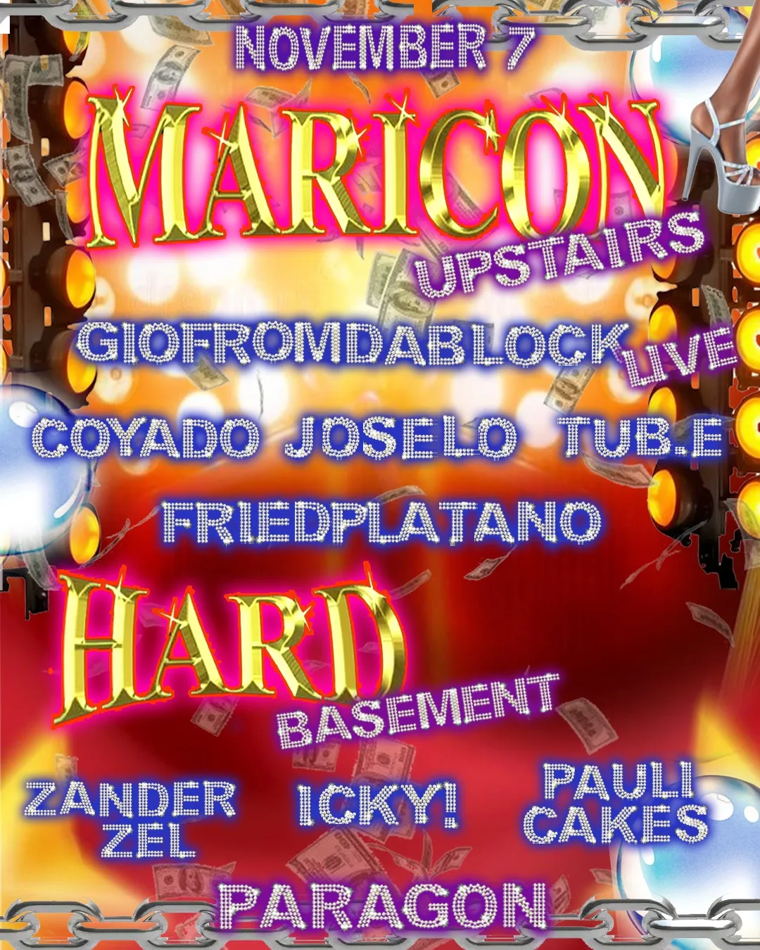 Maricón & HARD: GIOFROMDABLOCK(Live), Coyado, JOSELO, Tub.e, friedplatano, iCKY!, Pauli Cakes at Paragon flyer