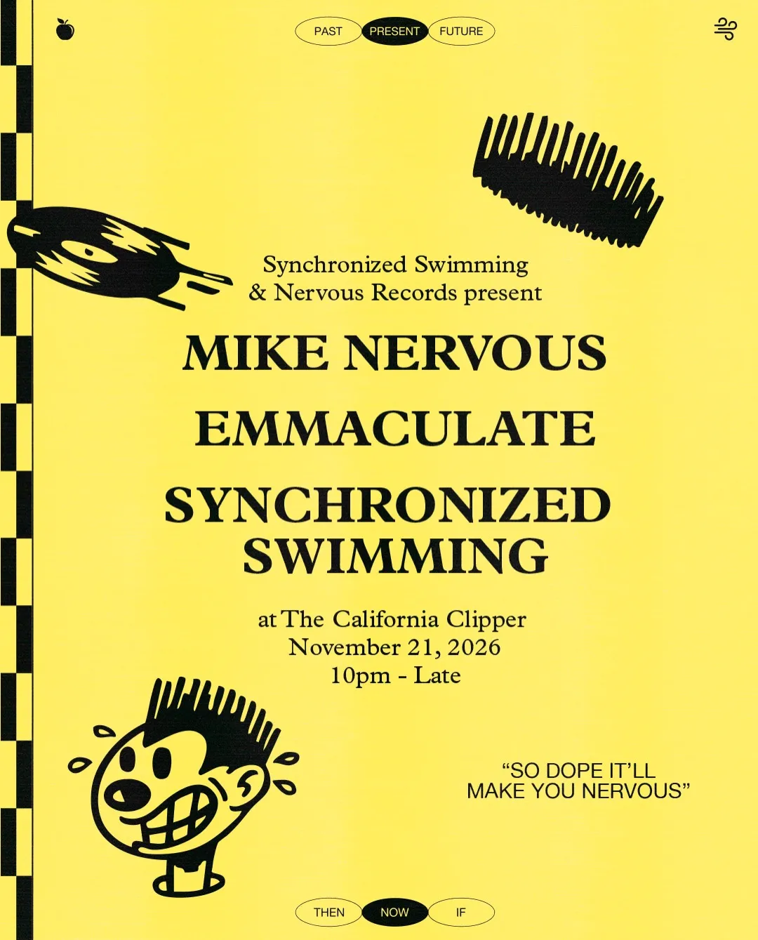 Synchronized Swimming x Nervous Records at The California Clipper flyer