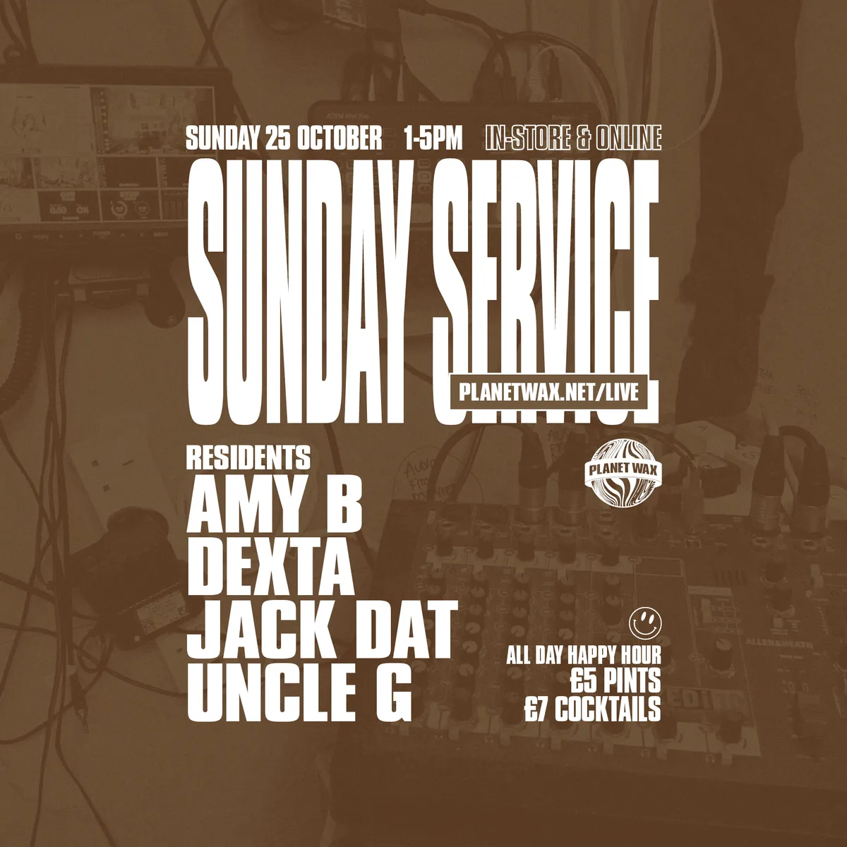 SUNDAY SERVICE (LIVE) at Planet Wax flyer