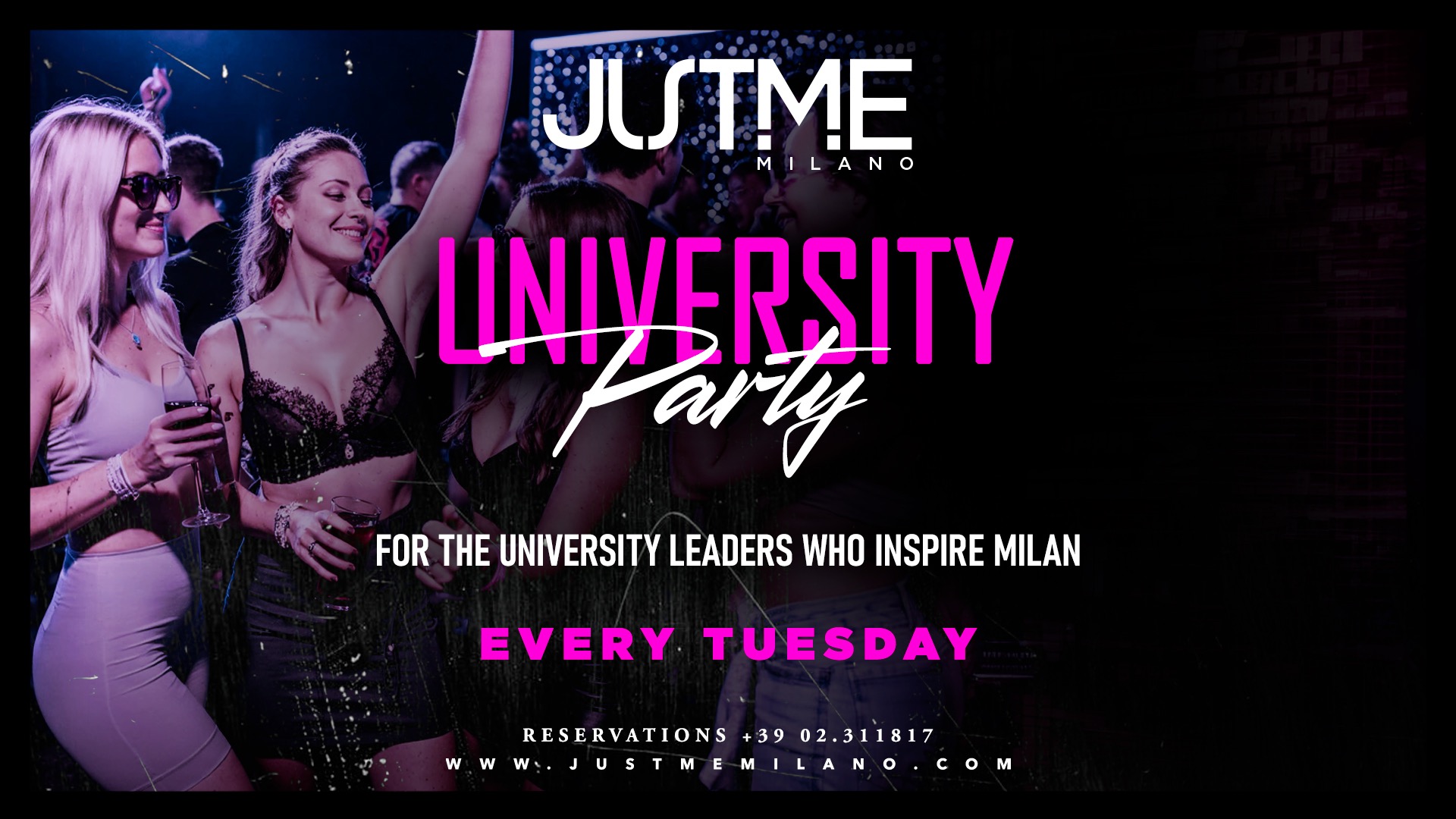 University Party at Justme Milano - Restaurant & Club flyer